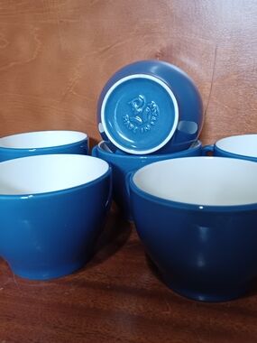 Vintage Pagnossin Ironstone Ceramic Mugs Set Of 6, In The Color Blueberry